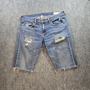 rag & bone The Dre Distressed Denim Shorts Womens 28 Blue